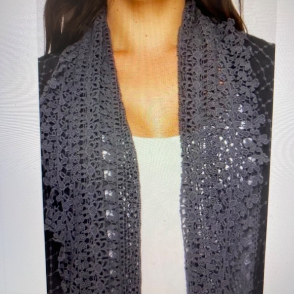 JOHNNY WAS Antoinette Crochet Jacket Blue Waterfall Cardigan Eyelet Boho S EUC - Picture 2 of 14